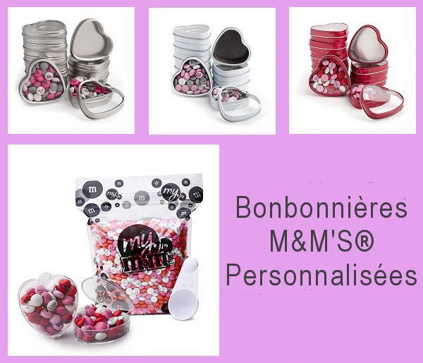 Bonbonnires avec bonbons M&M'S personnaliss