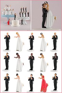 Figurines Couple de Maris Interraciales pour Gteaux de Mariage